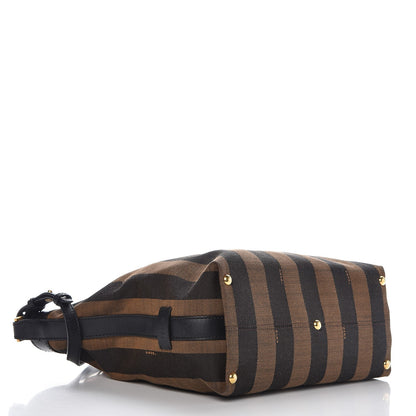Fendi Pequin Cuoio Vegetale Shoulder Tote Tobacco Black Cuoio 4 of 9