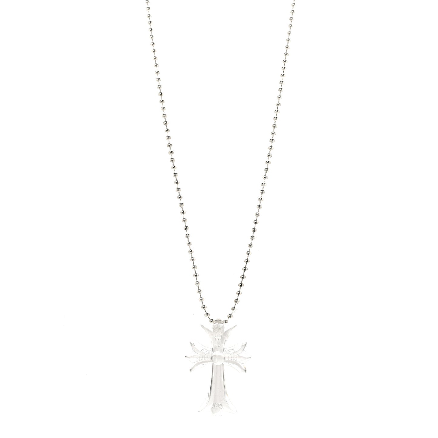 Metal Silicone Silichrome Cross Pendant Necklace Clear