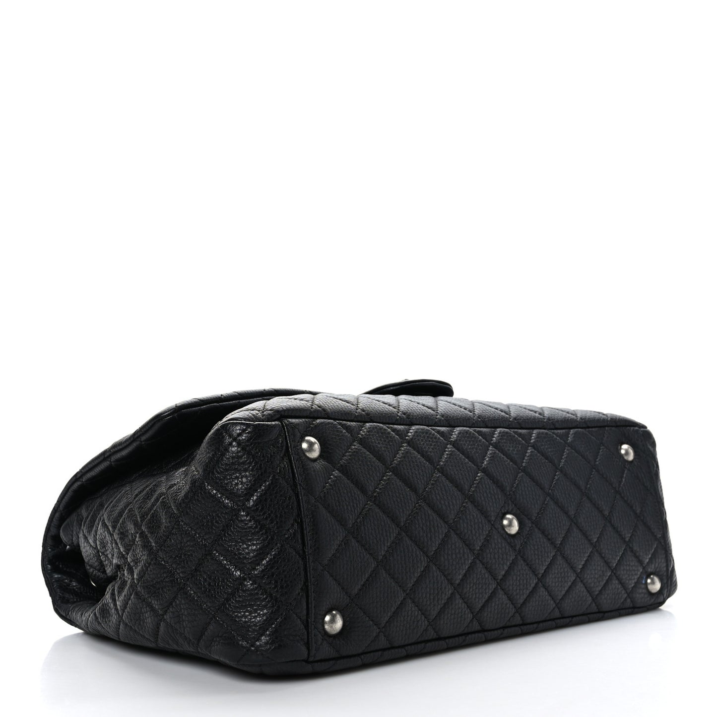 Calfskin Quilted XXL Travel Flap Bag Black
