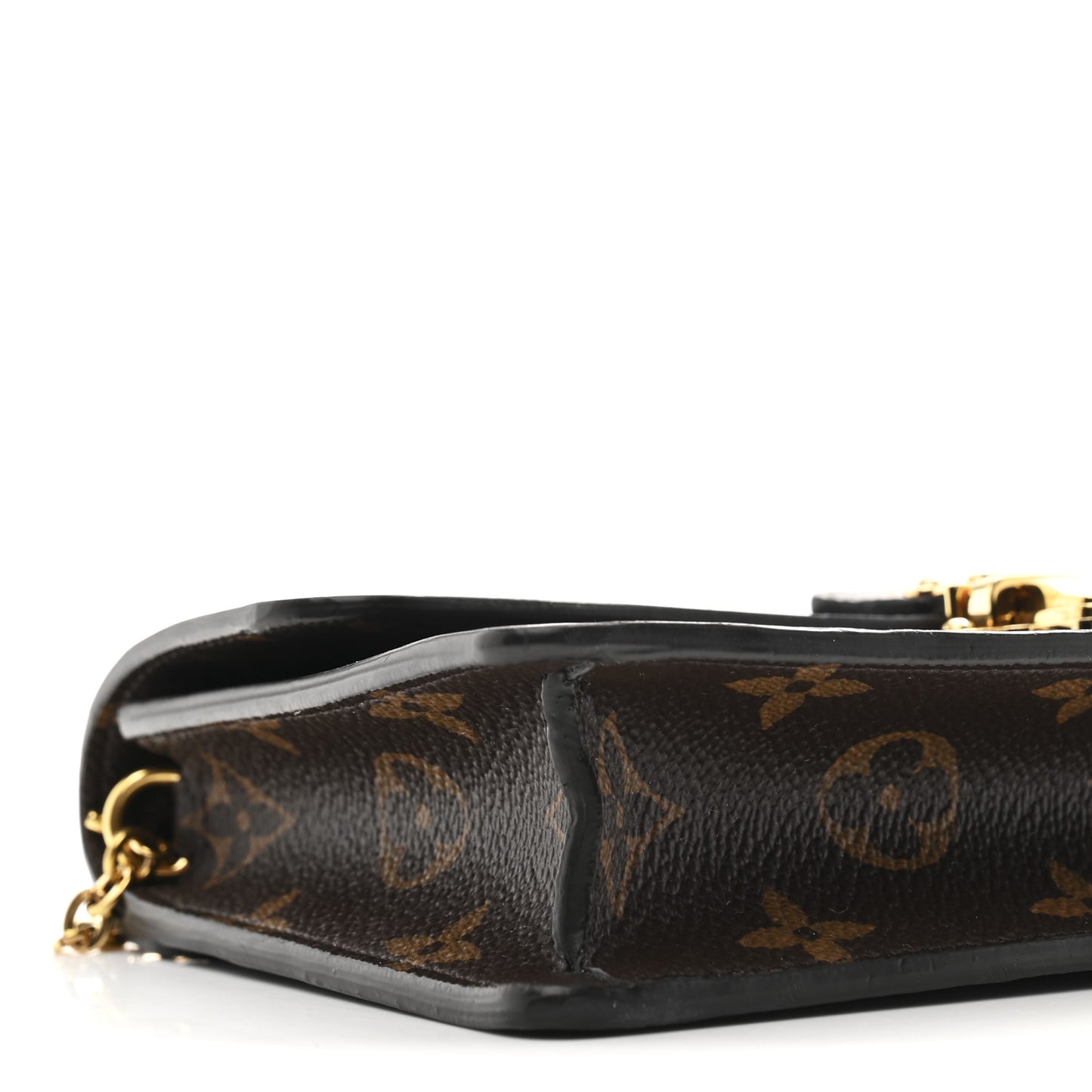 Patent Calfskin Monogram Cherrywood Chain Wallet Black