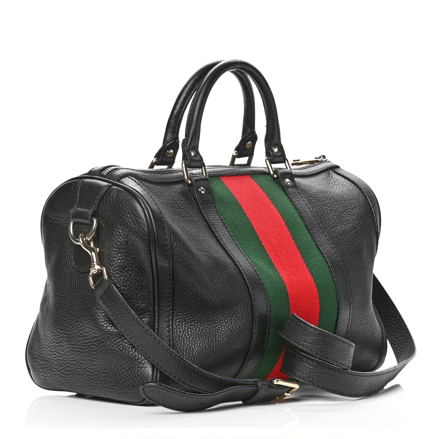 Calfskin Vintage Web Medium Boston Black