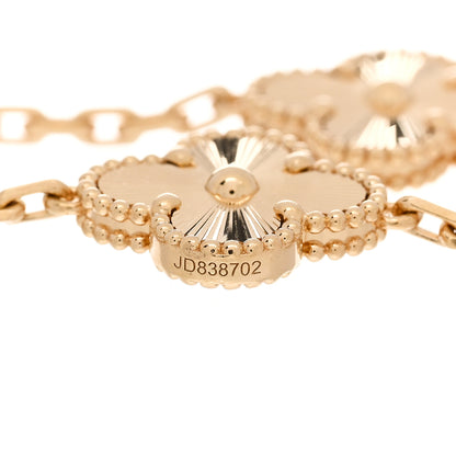 Van Cleef & Arpels 18K Yellow Gold Diamond 5 Motifs Guilloche Vintage Alhambra Bracelet 4 of 5
