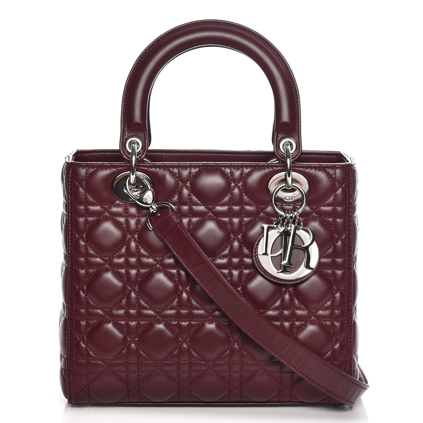 Lambskin Cannage Medium Lady Dior Burgundy