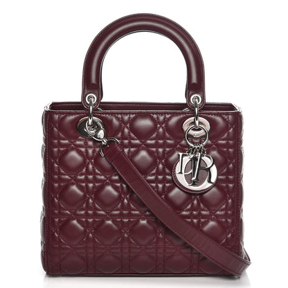 Christian Dior Lambskin Cannage Medium Lady Dior Burgundy 1 of 8