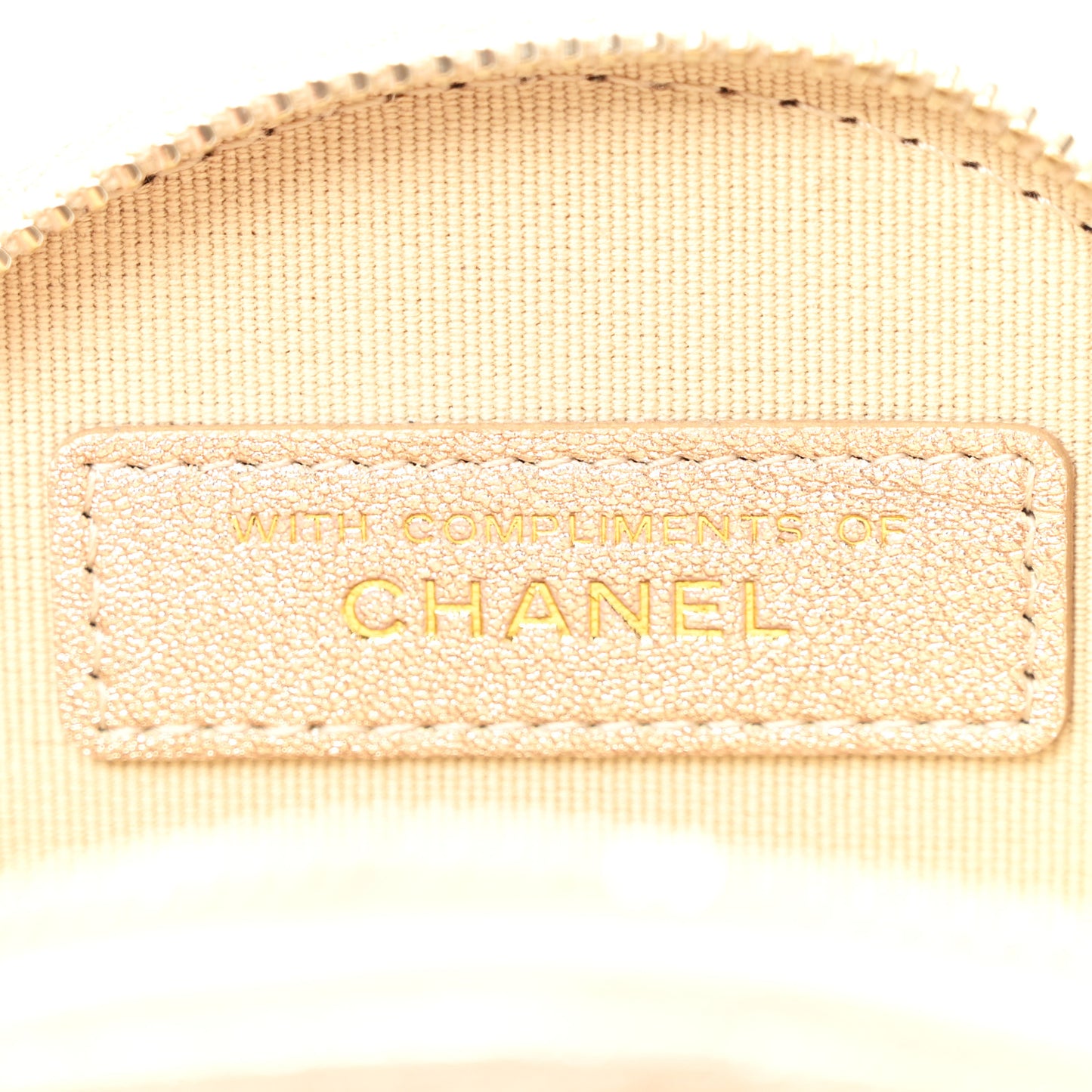Metallic Lambskin Quilted Round Clip On Coin Purse Airpods Case Gold