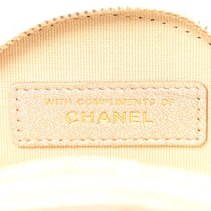 Chanel Metallic Lambskin Quilted Round Clip On Coin Purse Airpods Case Gold 9 of 9