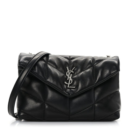 Saint Laurent Lambskin Quilted Toy Loulou Puffer Monogram Chain Satchel Black 1 of 9