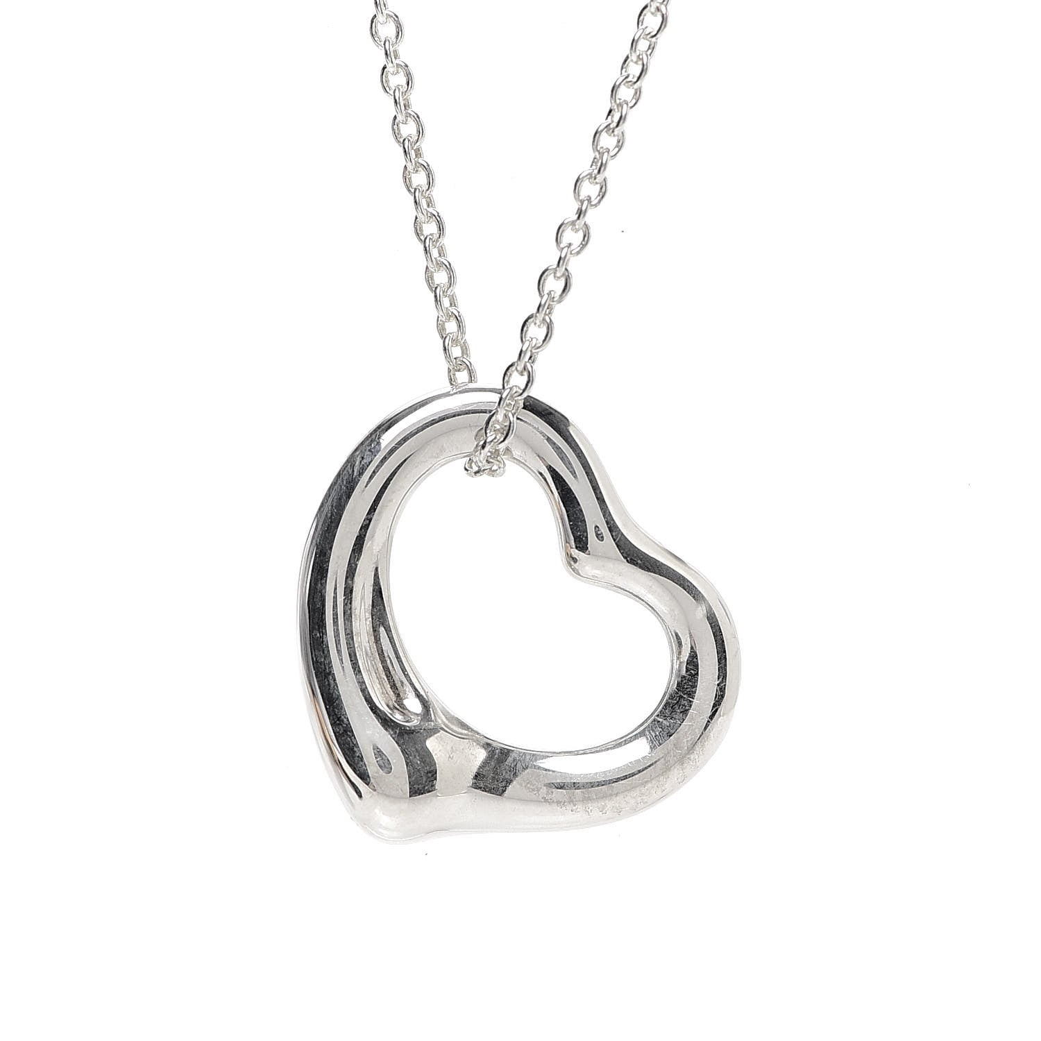 Tiffany Sterling Silver 16mm Elsa Peretti Open Heart Pendant Necklace 4 of 5