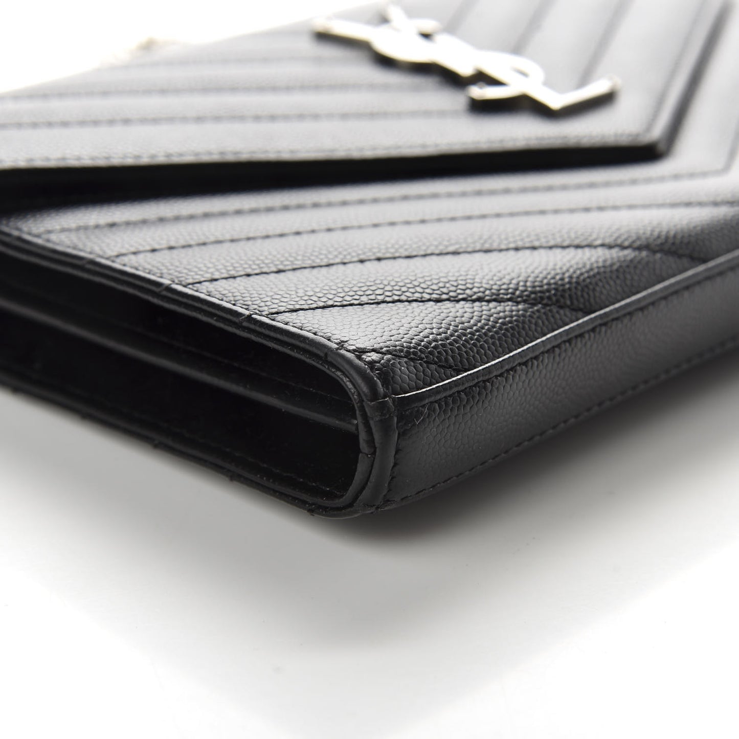 Grain De Poudre Matelasse Chevron Monogram Chain Wallet Black