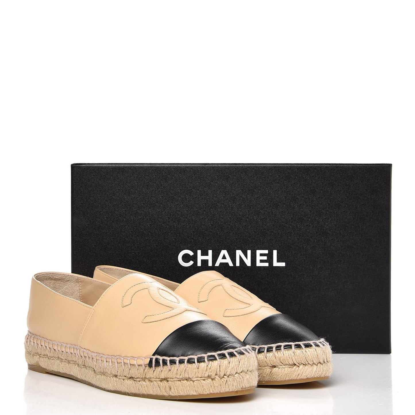 Lambskin CC Espadrilles 39 Beige Black