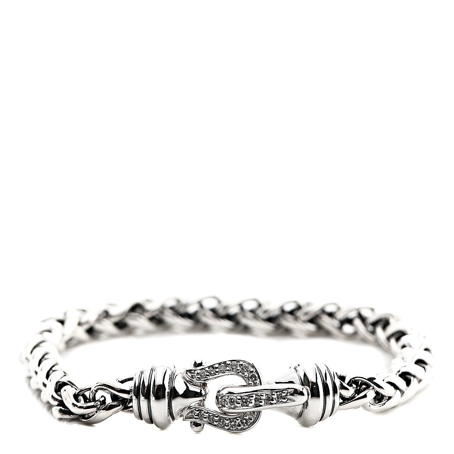 David Yurman Sterling Silver Diamond 6mm Buckle Wheat Chain Bracelet 1 of 3