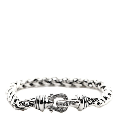 David Yurman Sterling Silver Diamond 6mm Buckle Wheat Chain Bracelet 1 of 3