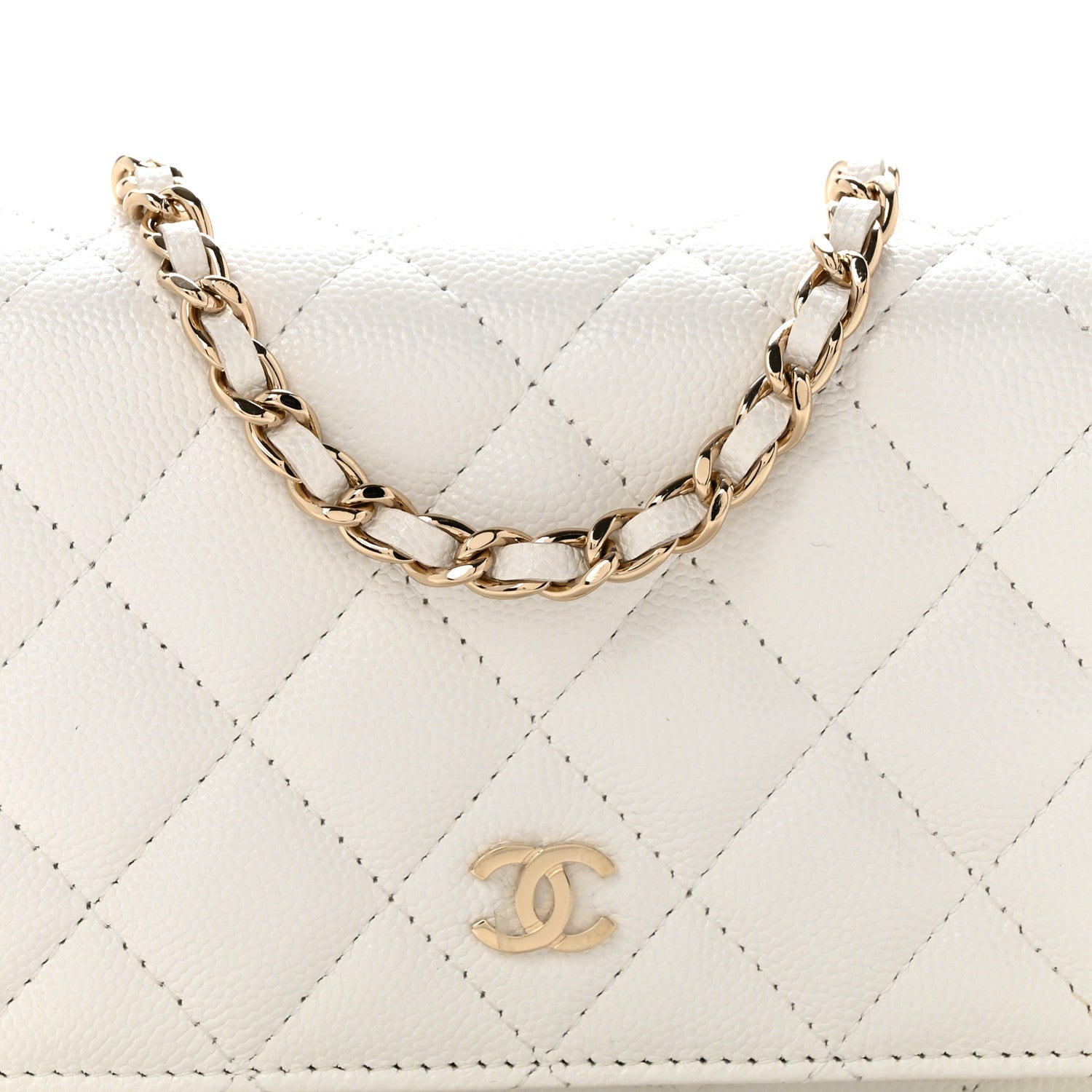 Chanel Caviar Quilted Mini Wallet On Chain WOC White 8 of 11