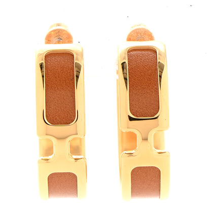 Hermes Box Calfskin Olympe Hoop Earrings Cannelle 1 of 5