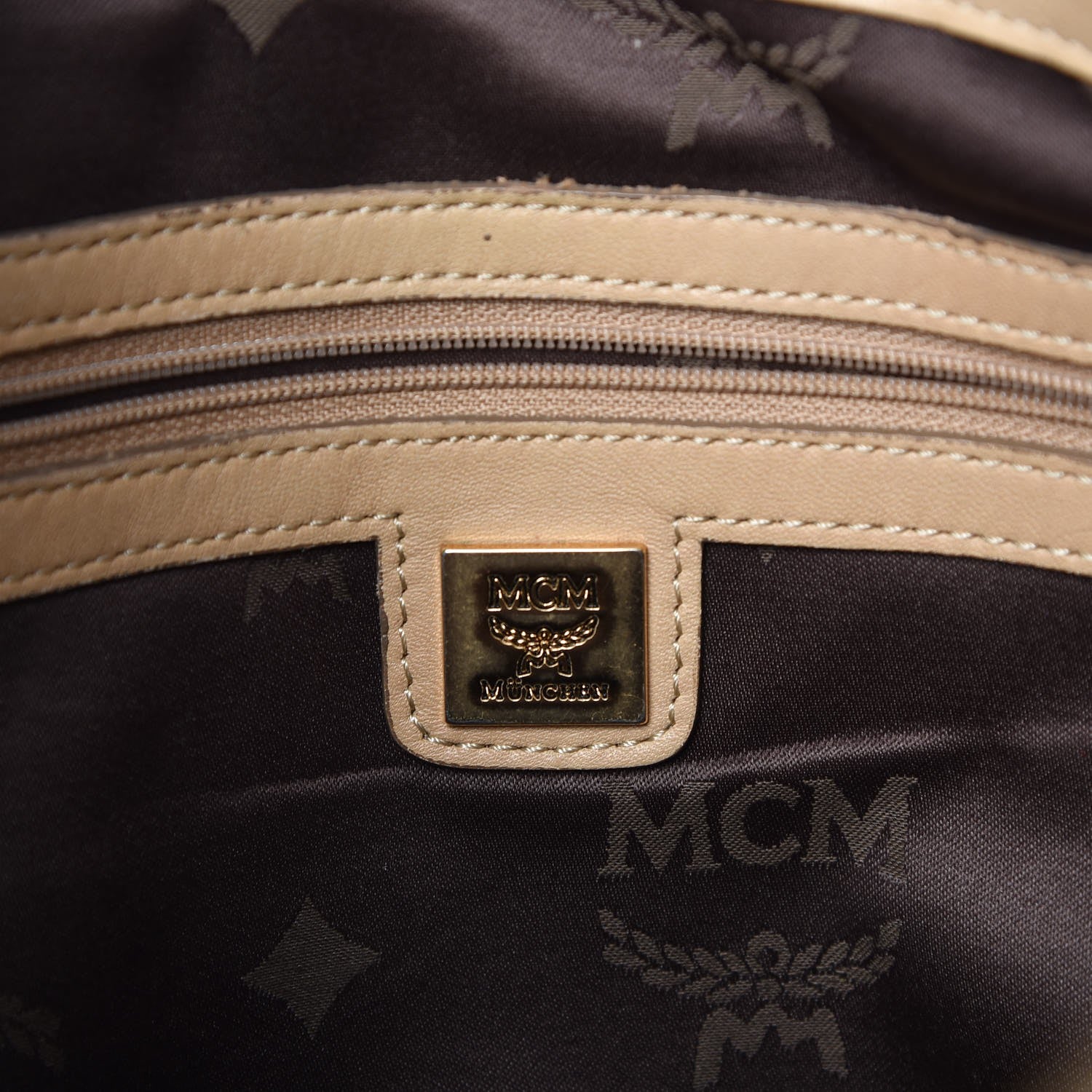 MCM Visetos Medium Essentials Shopper Tote Beige 7 of 11