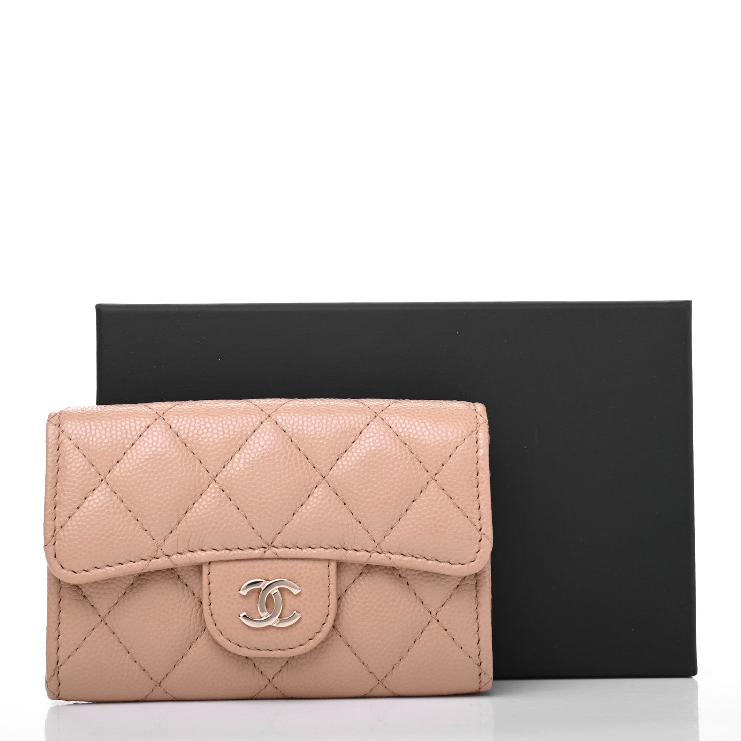 Chanel Caviar Quilted Flap Card Holder Wallet Beige 9 of 9