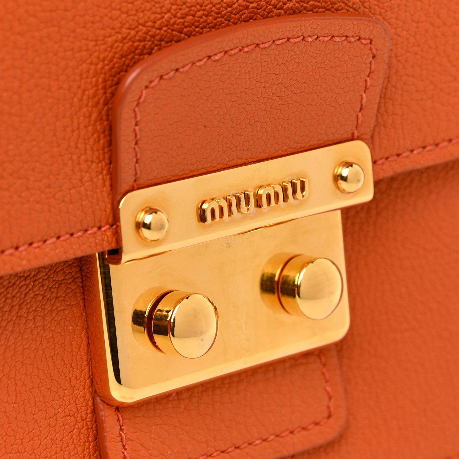 Miu Miu Goatskin Madras Shoulder Bag Papaya 9 of 13
