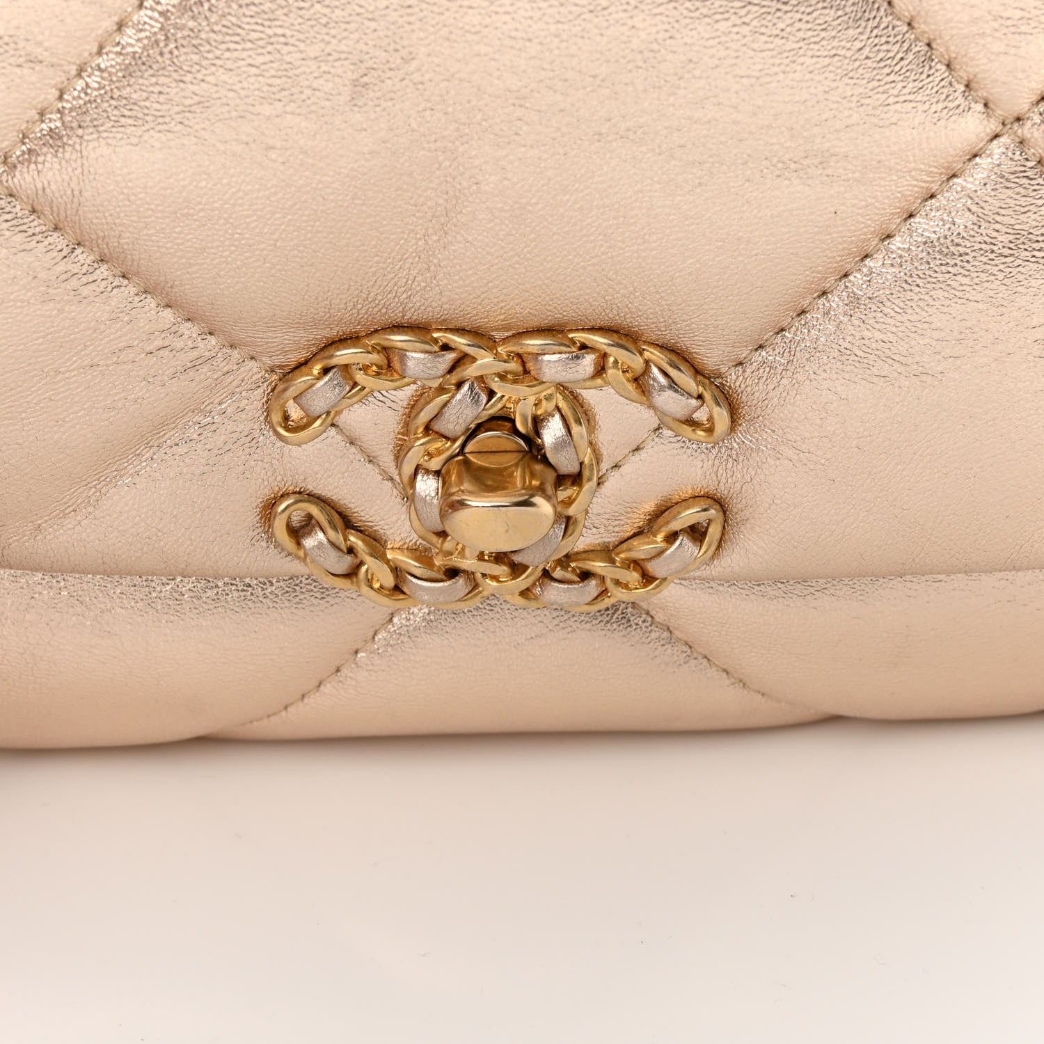 Chanel Metallic Lambskin Quilted Medium Chanel 19 Flap Gold 12 of 16