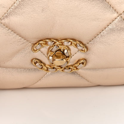 Chanel Metallic Lambskin Quilted Medium Chanel 19 Flap Gold 12 of 16
