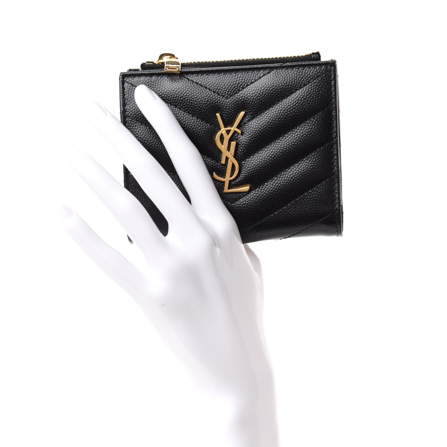 Grain De Poudre Matelasse Chevron Monogram Zipped Card Case Black