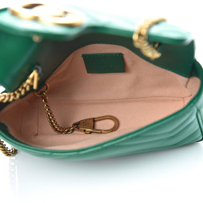 Gucci Calfskin Matelasse Super Mini GG Marmont Shoulder Bag Emerald Green 5 of 13
