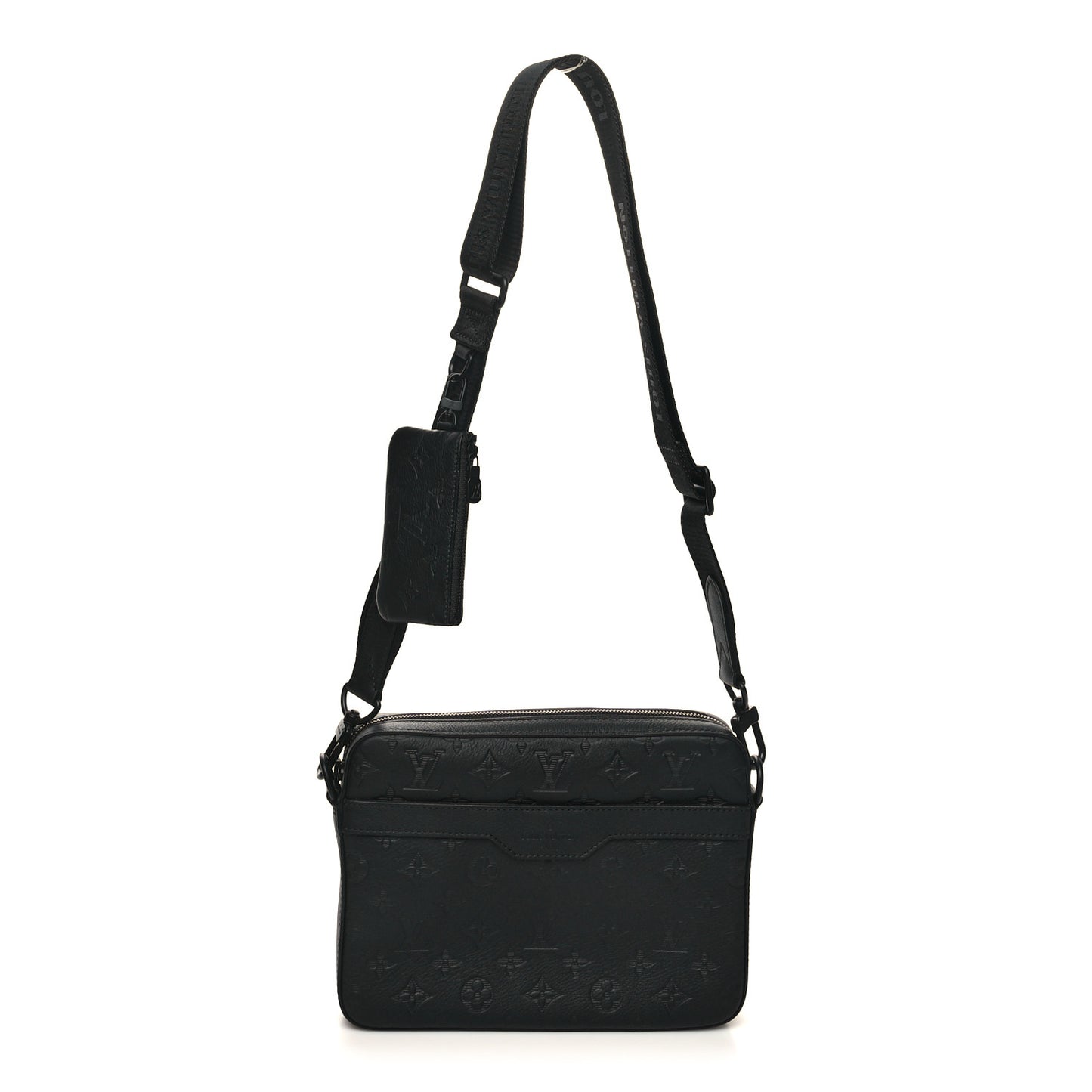 Calfskin Monogram Embossed Trio Messenger Black