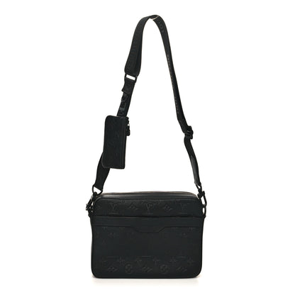 Louis Vuitton Calfskin Monogram Embossed Trio Messenger Black 2 of 13