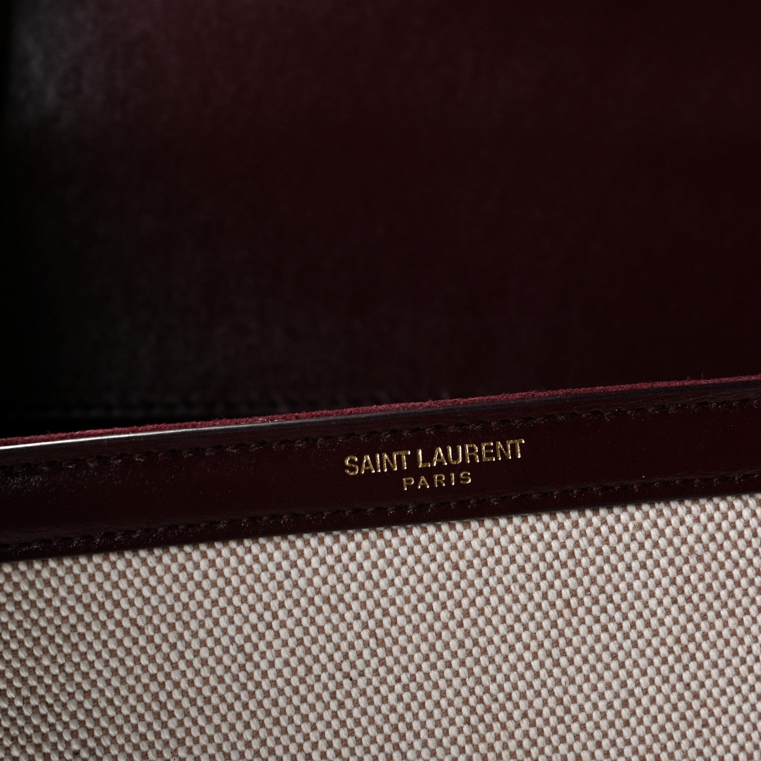 Saint Laurent Canvas Calfskin Medium Classic Monogram Cassandra Top Handle Natural Dark Legion Red 6 of 10