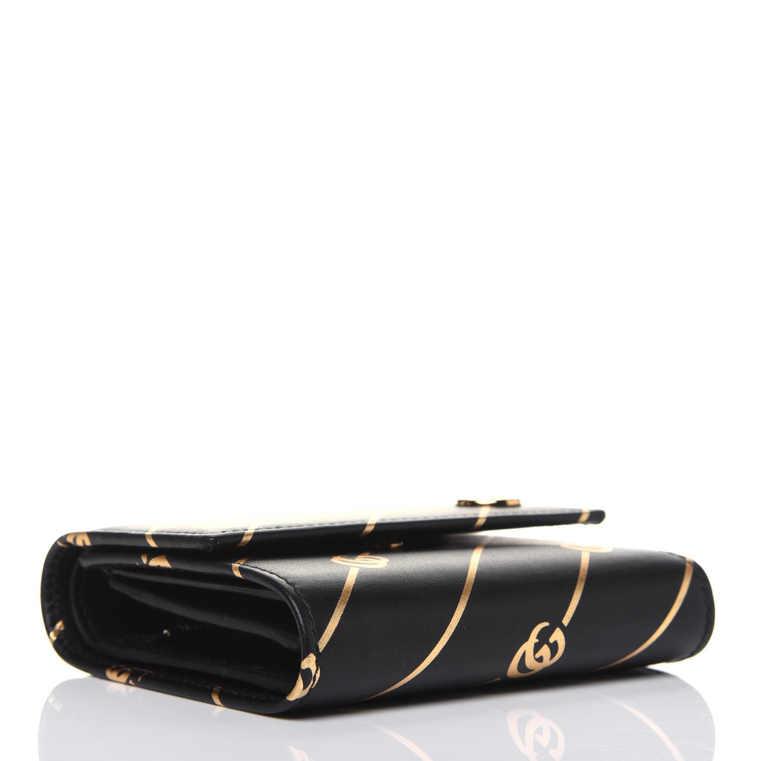 Gucci Calfskin Diagonal GG Wallet Black Gold 4 of 13