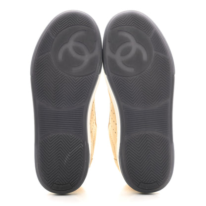 Chanel Suede Calfskin Logo Sneakers 37 Beige 7 of 9