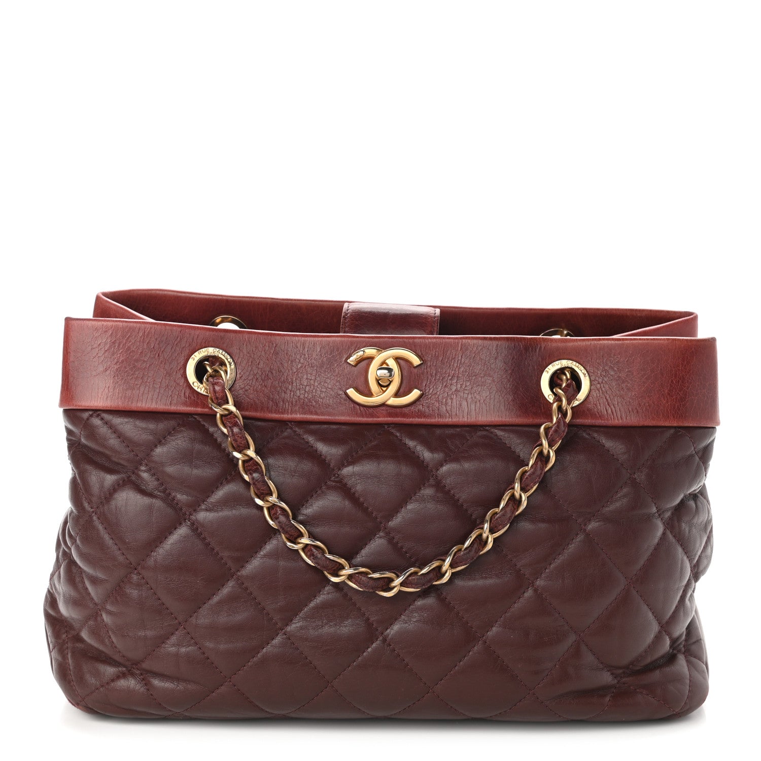 Chanel Calfskin Quilted Medium Soft Elegance Tote Burgundy 2 of 19