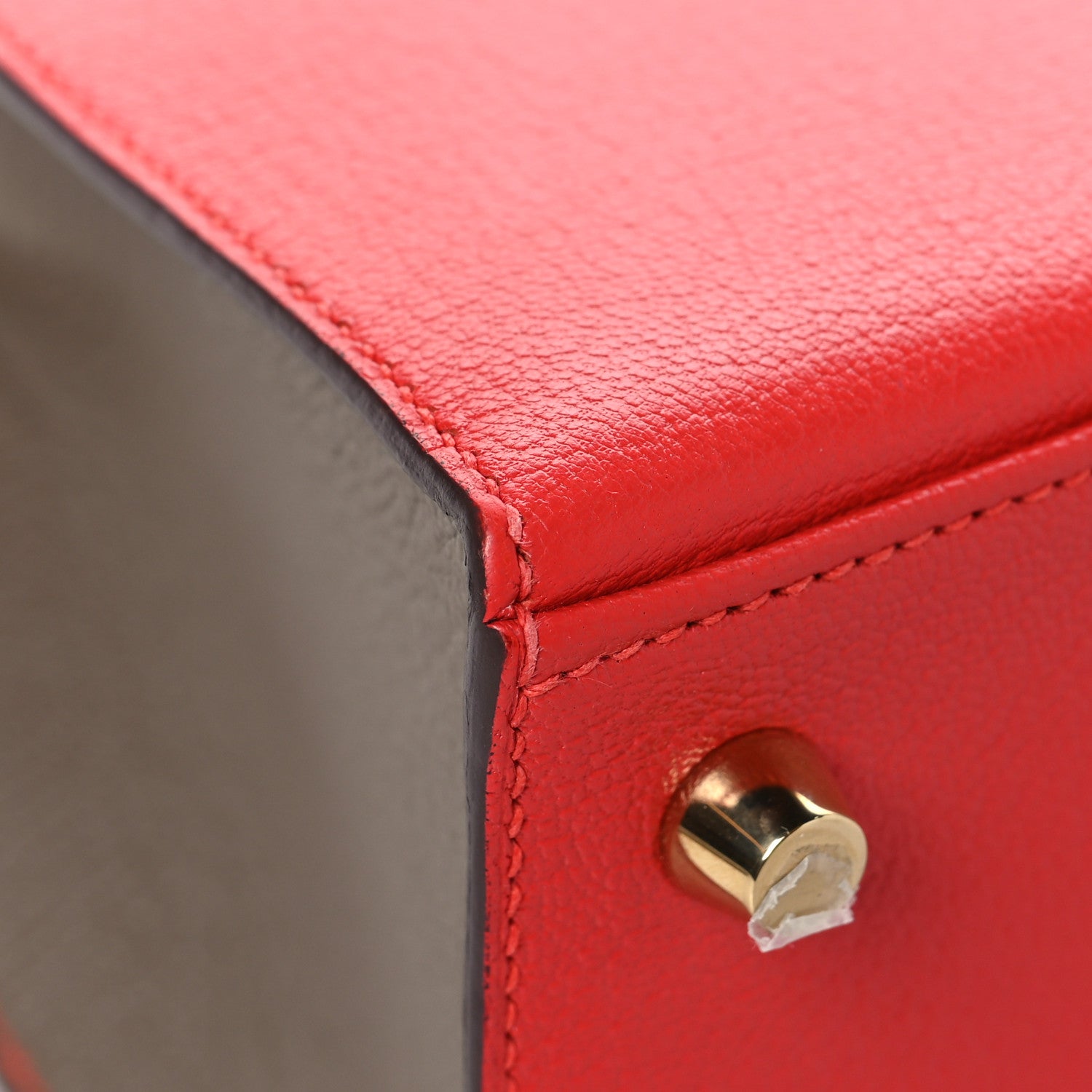Hermes Chevre Chandra Bi-Color Horseshoe Kelly Sellier 25 Rouge De Coeur Etoupe 11 of 14