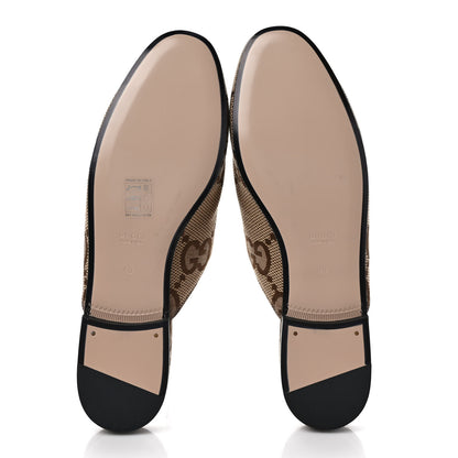Gucci Monogram Jumbo GG Malaga Kid Womens Princetown Slippers 40 Camel Ebony New Acero Beige 5 of 8