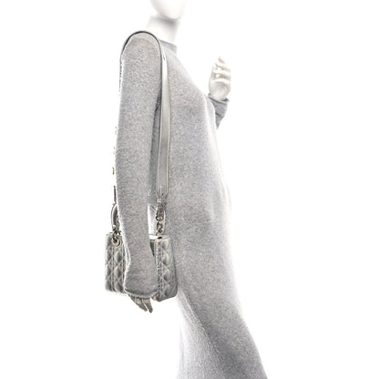 Christian Dior Metallic Grained Calfskin Cannage Small Lucky Badges My Lady Dior Silver 2 of 14