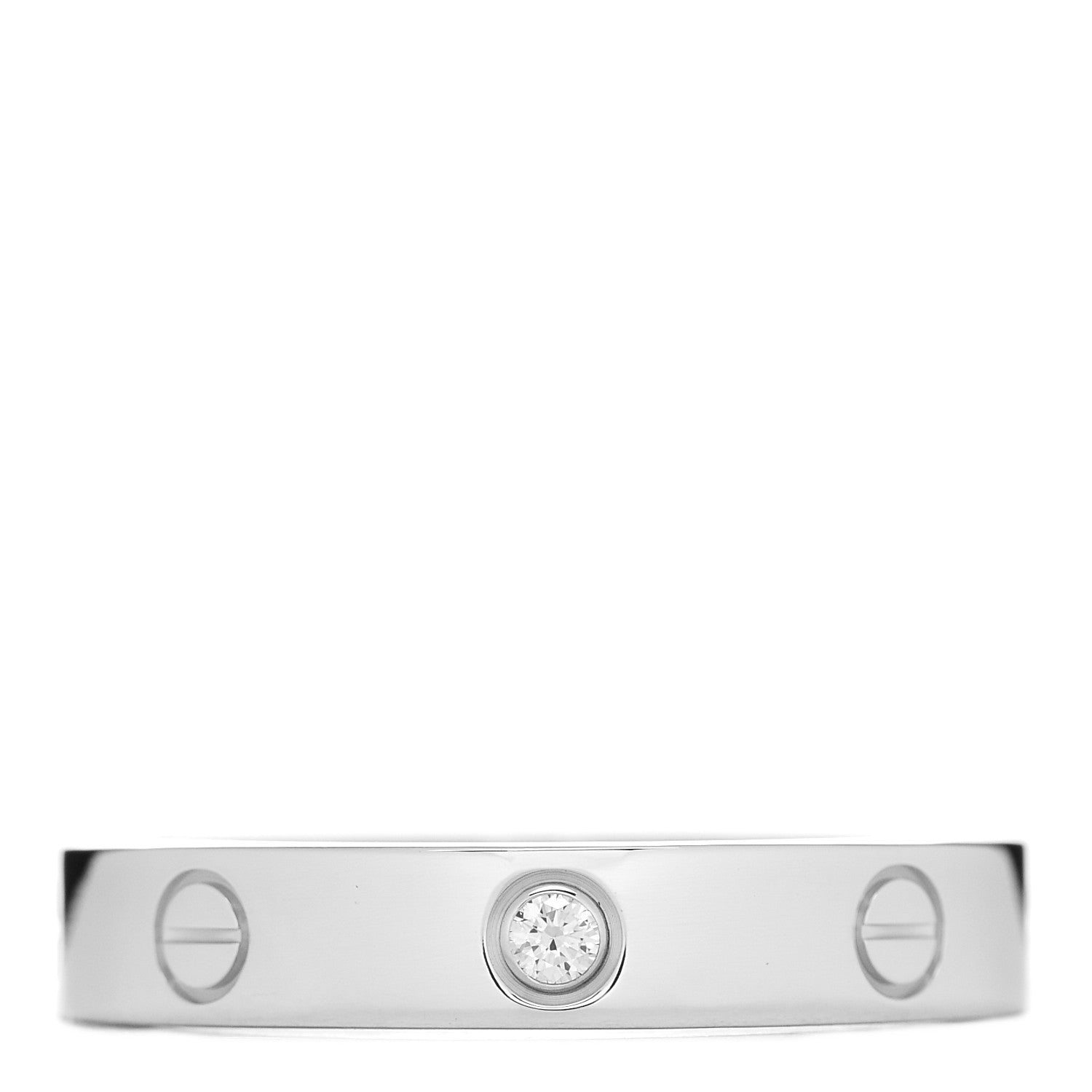 Cartier 18K White Gold Diamond 4mm LOVE Wedding Band Ring 58 8.25 1 of 5