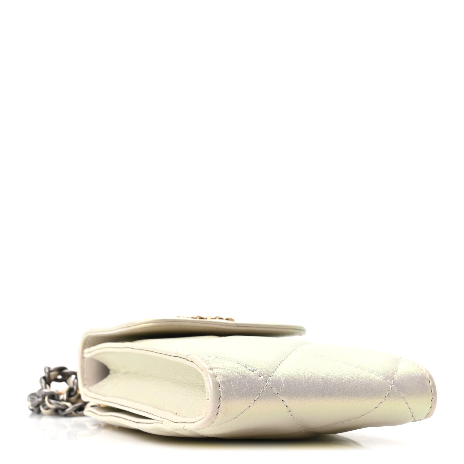 Chanel Iridescent Calfskin Quilted Chanel 19 Phone Holder With Chain White 4 of 10