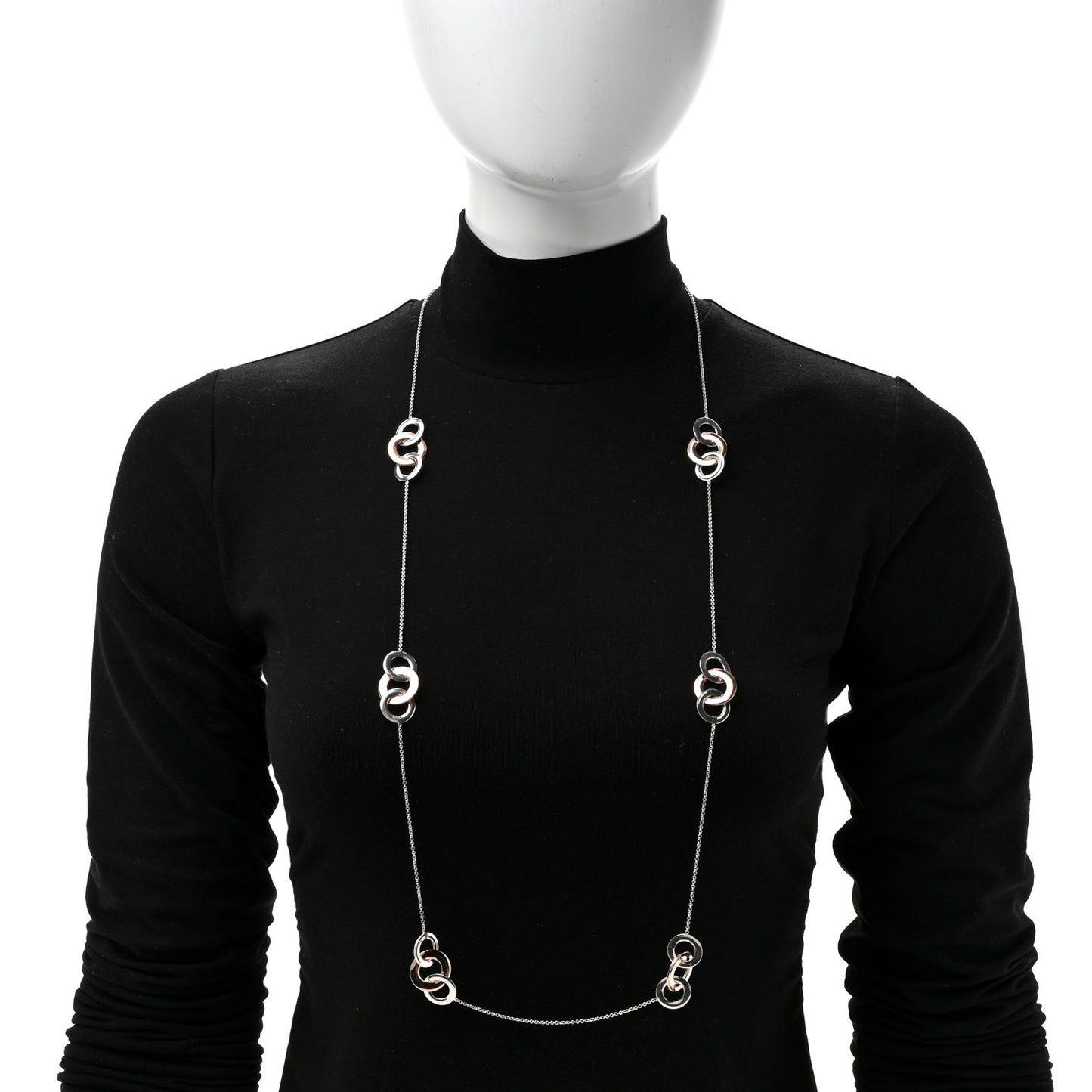 Sterling Silver Rubedo 1837 Interlocking Circles Long Necklace