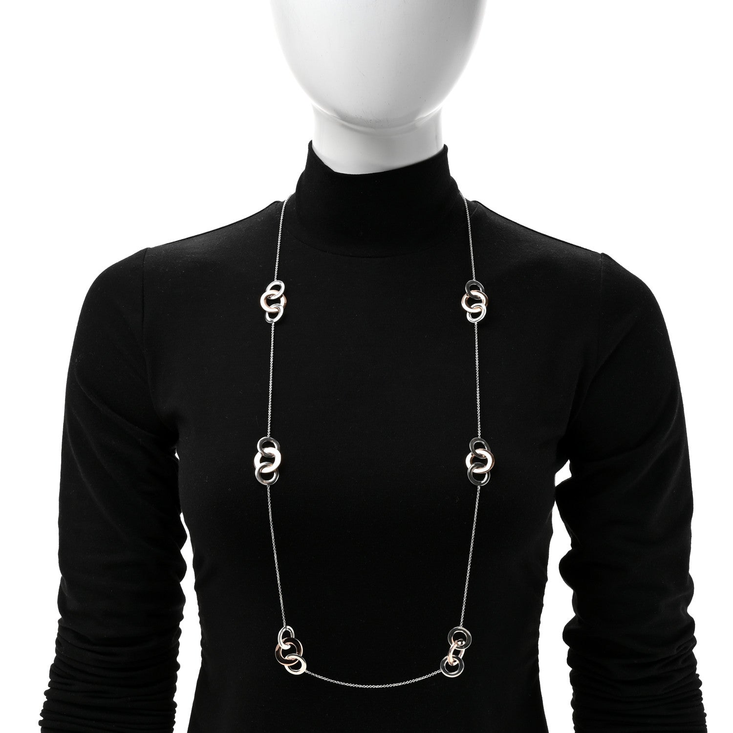Tiffany Sterling Silver Rubedo 1837 Interlocking Circles Long Necklace 2 of 5