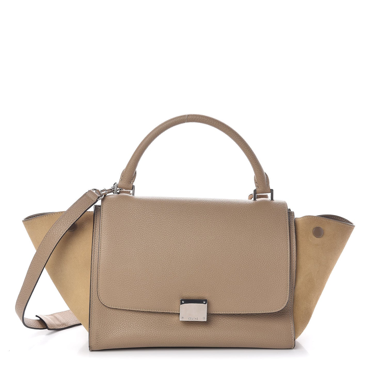 Drummed Calfskin Suede Medium Trapeze Dune