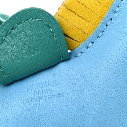 Hermes Milo Lambskin Grigri Rodeo Horse Bag Charm PM Bleu Celeste Lime Malachite 3 of 4