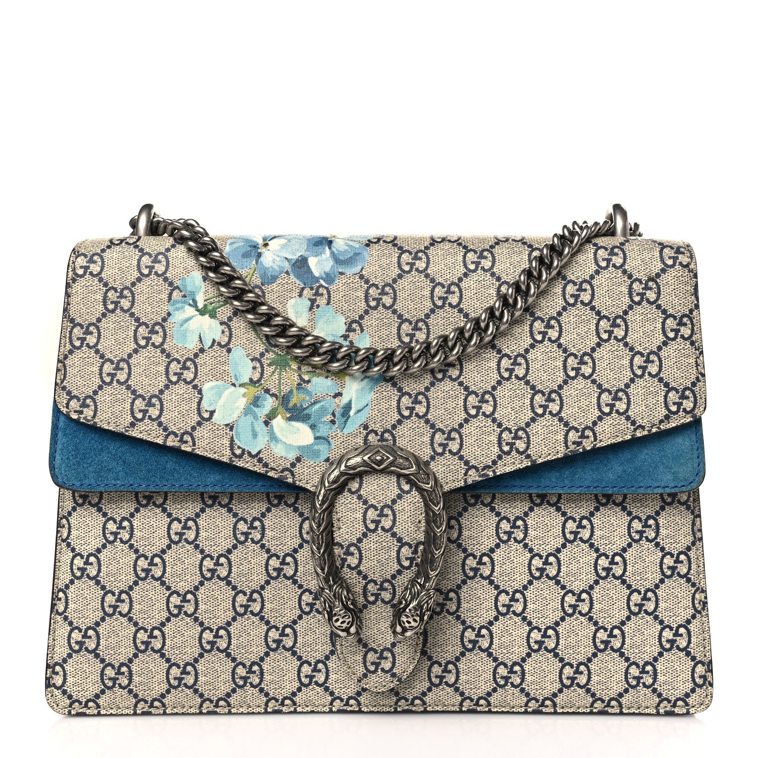 Gucci GG Supreme Monogram Blooms Medium Dionysus Shoulder Bag Beige Navy Vintage Blue 1 of 9