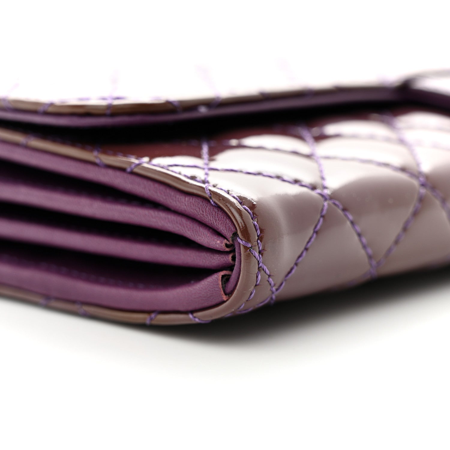 Chanel Patent Calfskin Quilted Brilliant East West Flap Clutch Purple 10 of 11