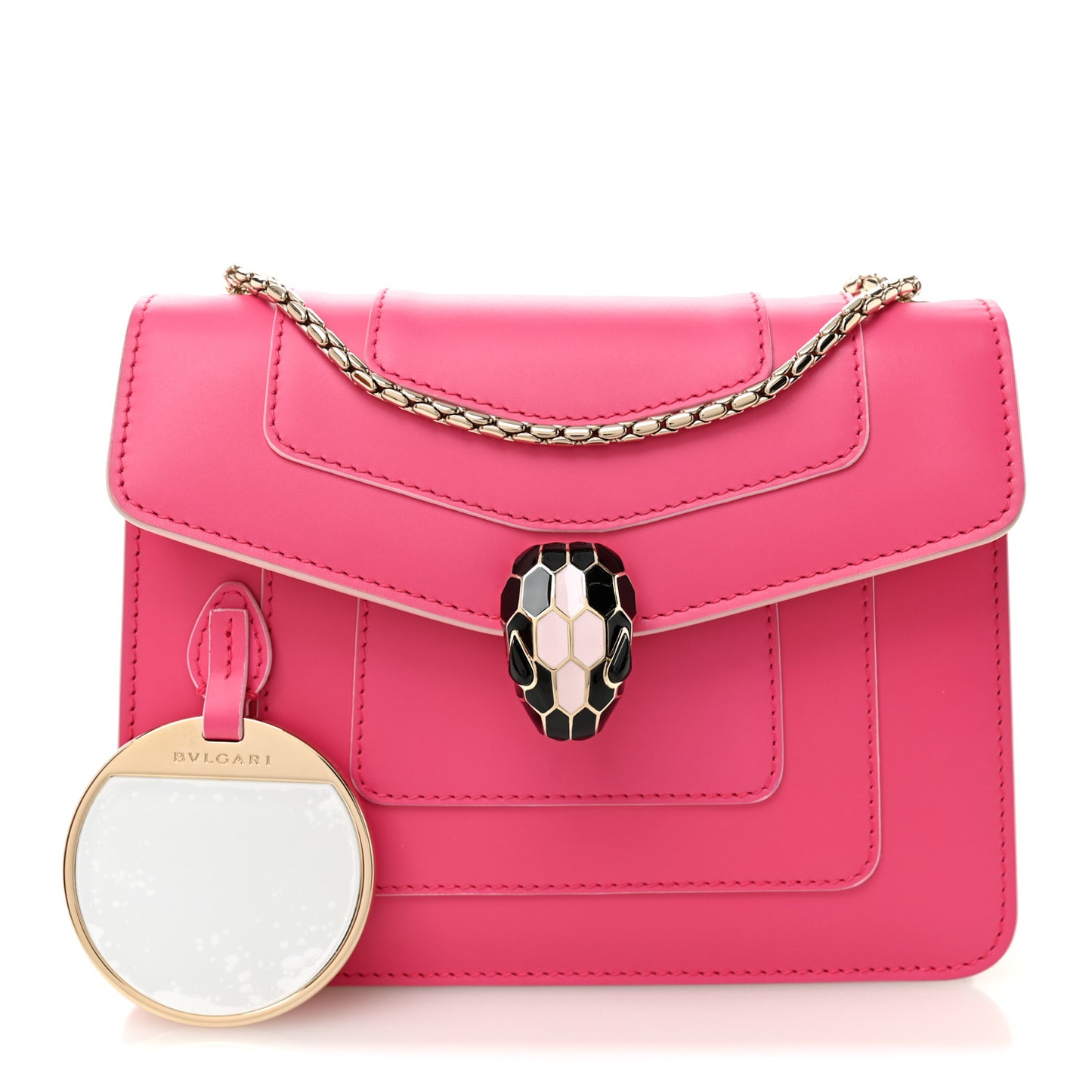 Calfskin Small Serpenti Forever Snake Strap Crossbody Bag Pink