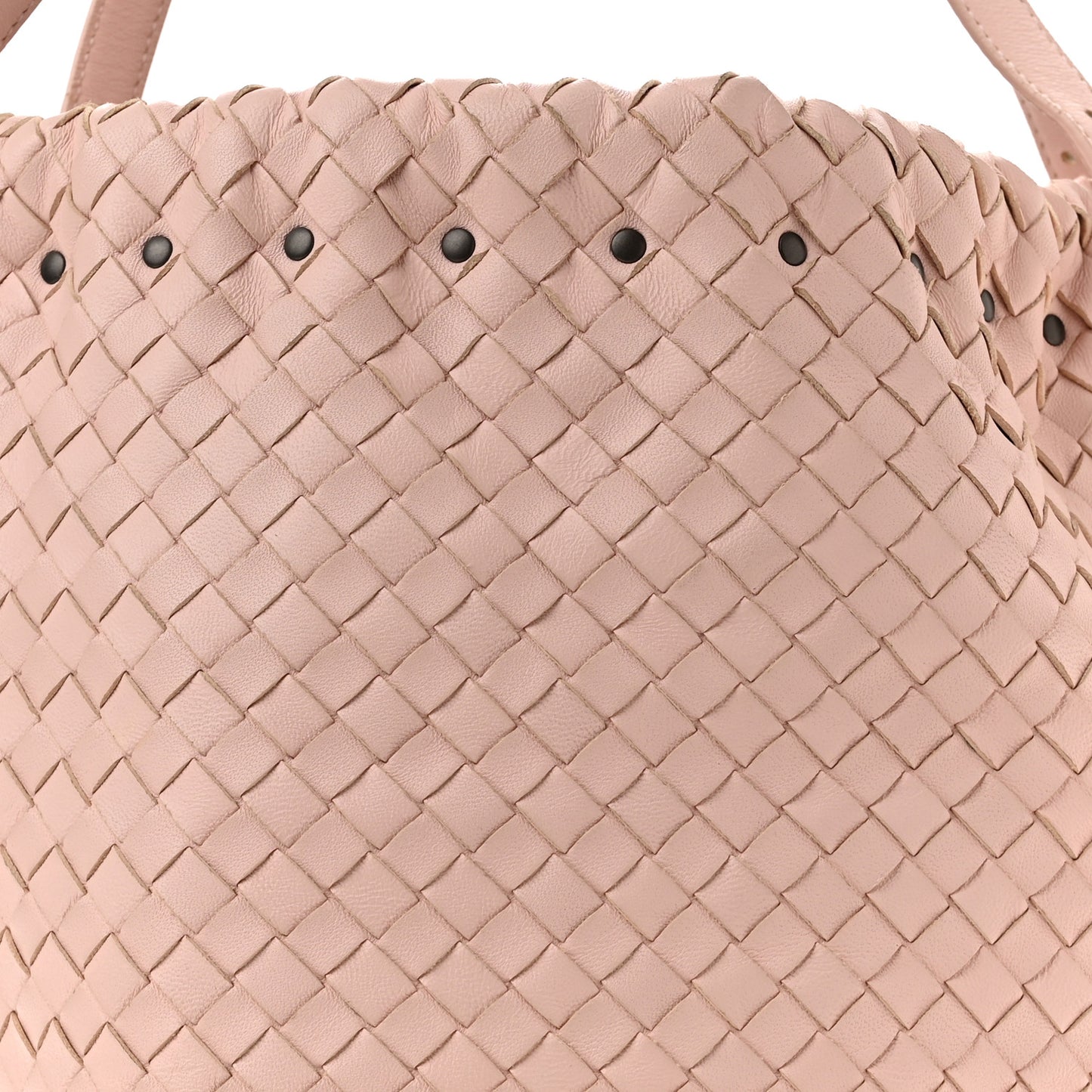 Nappa Intrecciato Drawstring Tassel Bucket Pink