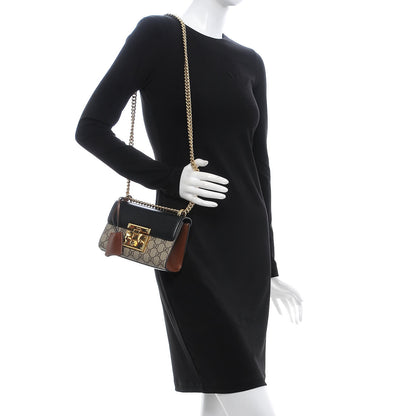 Gucci GG Supreme Monogram Calfskin Small Padlock Shoulder Bag Beige Black Cuir 2 of 11