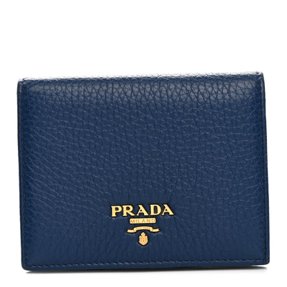 Prada Vitello Daino Small Bi-Fold Wallet Bluette Bluette 1 of 11