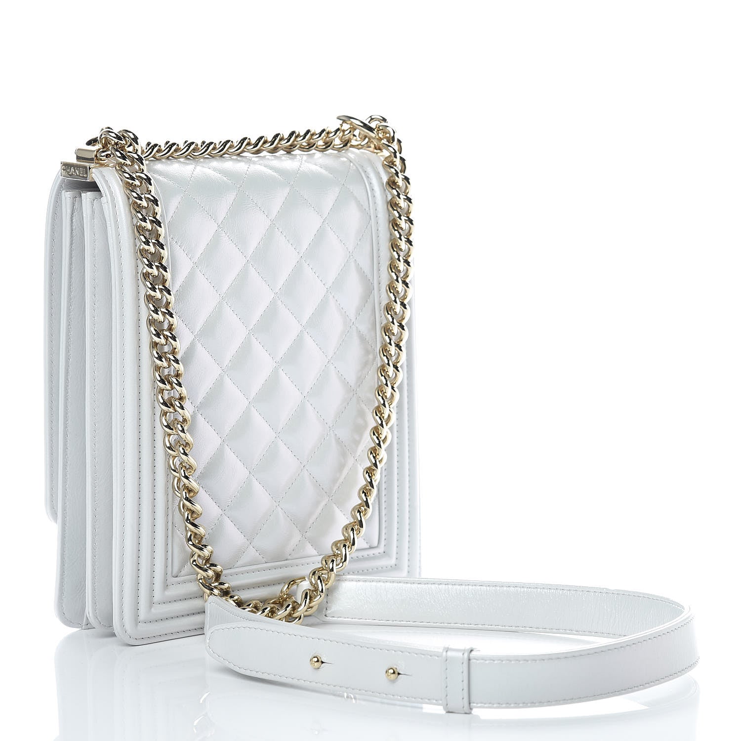 Chanel Calfskin Quilted North South Boy Flap Grey 3 of 10