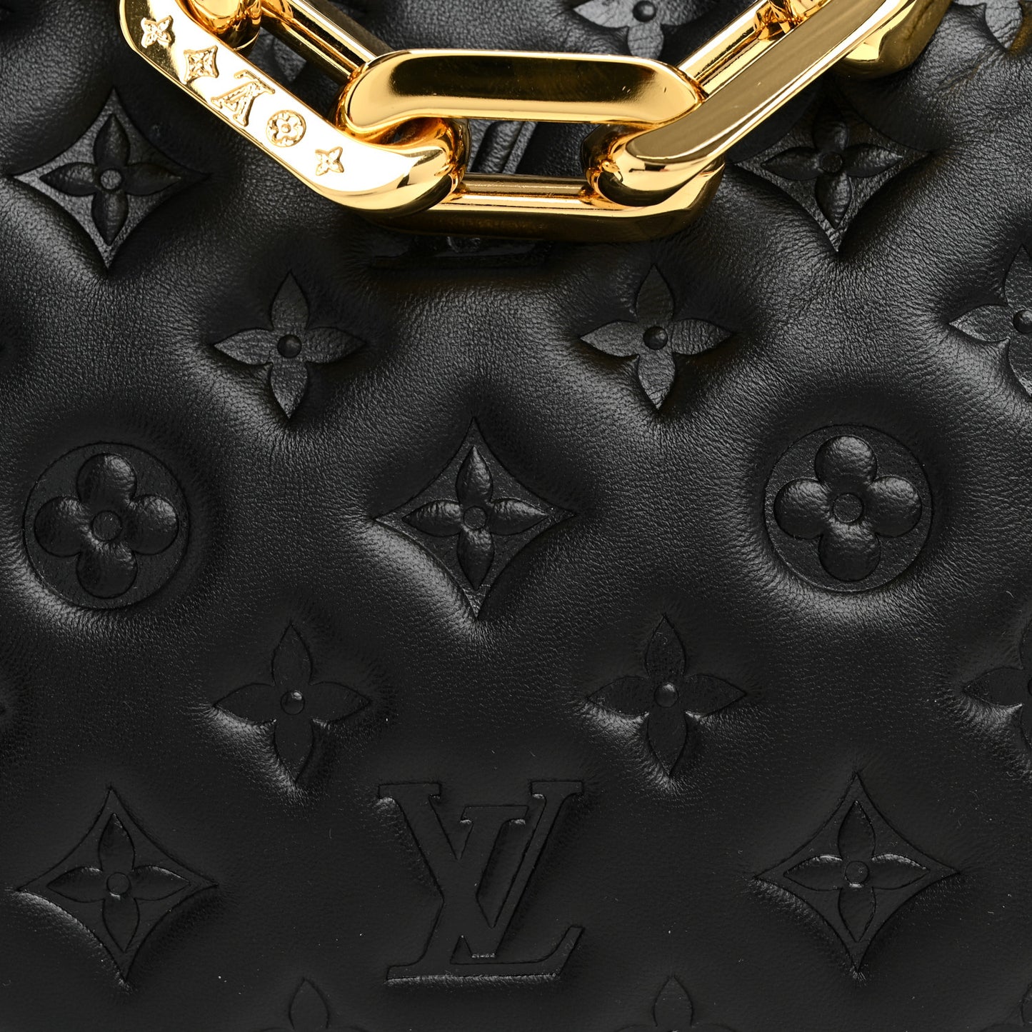 Lambskin Embossed Monogram Coussin BB Black