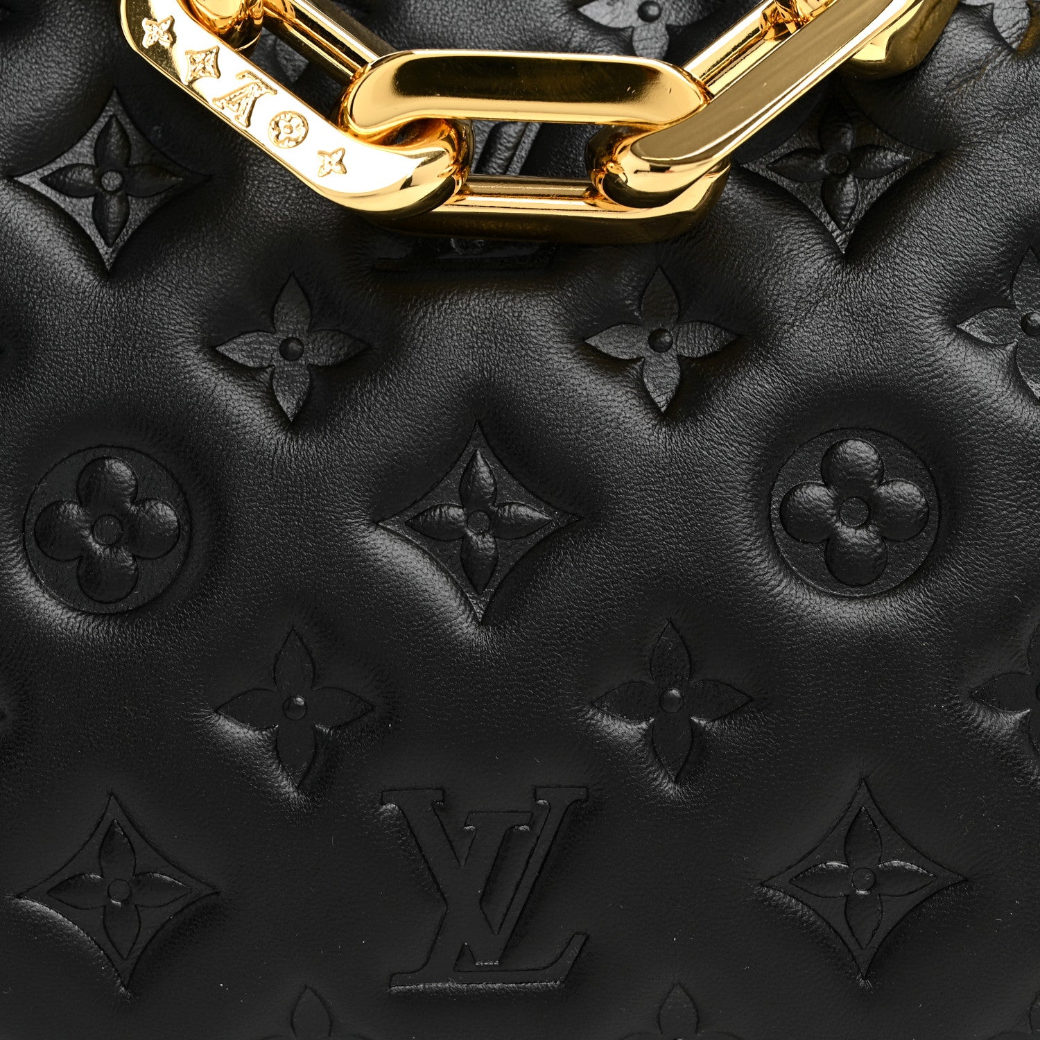 Louis Vuitton Lambskin Embossed Monogram Coussin BB Black 10 of 12