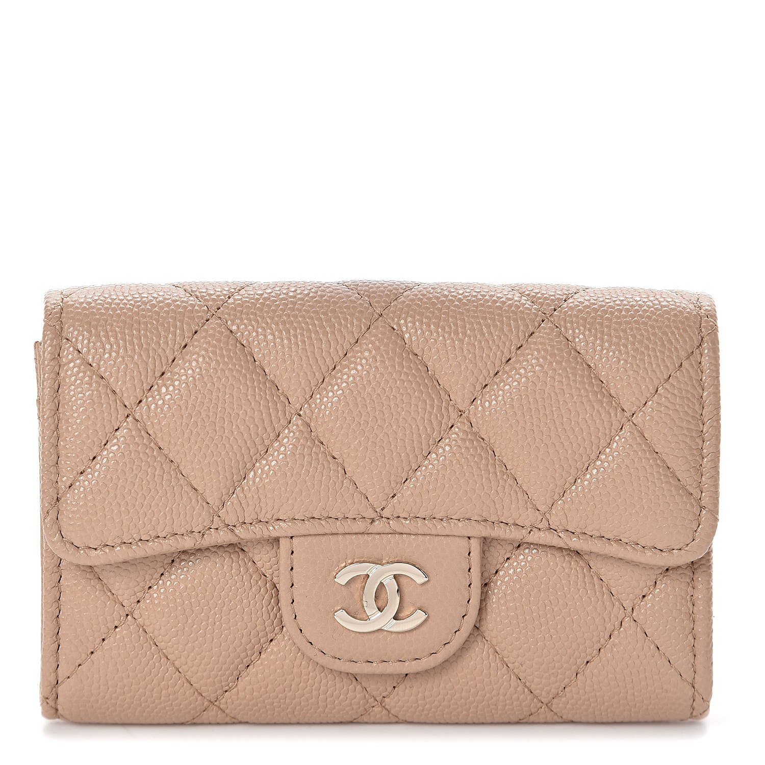 Chanel Caviar Quilted Flap Card Holder Wallet Beige 1 of 9